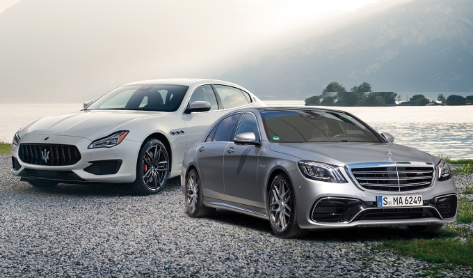 (왼쪽부터)마세라티 콰트로포르테 GTS vs 메르세데스 - AMG S63. 사진제공=각 사