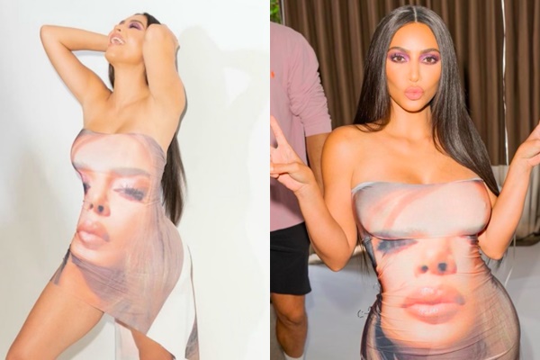 할리우드 배우 킴 카다시안이 착시 드레스를 입고 아찔한 매력을 드러냈다. /사진=킴 카다시안 인스타그램