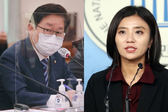 박범계 의원과 김소연 대전유성을 당협위원장. /사진=뉴스1