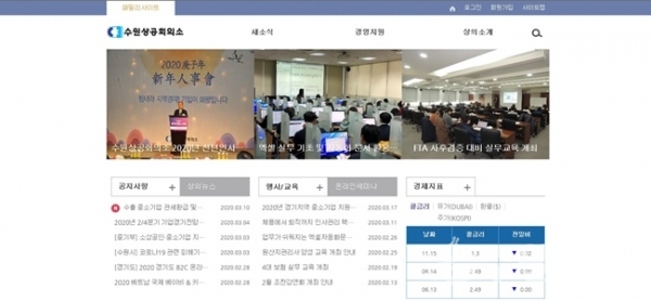 수원상공회의소 IP(지식재산) 나래프로그램, 창업기업 데스밸리 극복 지원 홈페이지 화면. / 사진제공=수원시