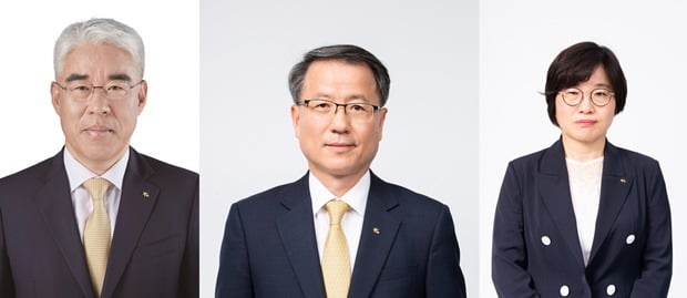 (왼쪽부터) 김기환 KB손해보험 대표 후보, 서남종 KB부동산신탁 대표 후보, 조순옥 KB신용정보 대표 후보./사진=KB금융지주