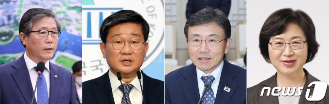 문재인 대통령이 4일 김현미 국토교통부 장관을 교체하는 등 4개 부처에 대한 개각을 단행했다. 문 대통령은 국토교토부 장관에 변창흠 한국토지주택공사(LH) 사장(왼쪽부터), 행정안전부 장관에 전해철 더불어민주당 의원, 보건복지부 장관에 권덕철 한국보건산업진흥원장, 여성가족부 장관에 정영애 한국여성재단 이사 등을 각각 내정했다. 2020.12.4/뉴스1