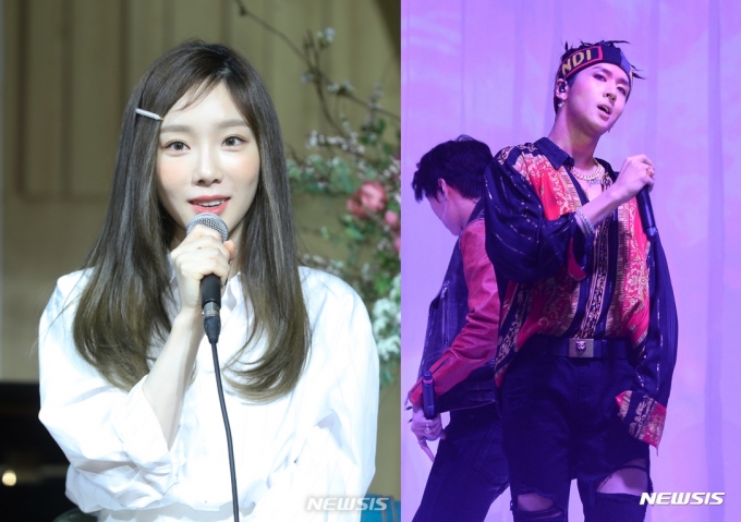 태연 소속사 SM엔터테인먼트가 태연(왼쪽)과 라비의 열애설을 공식 부인했다. /사진=뉴시스 
