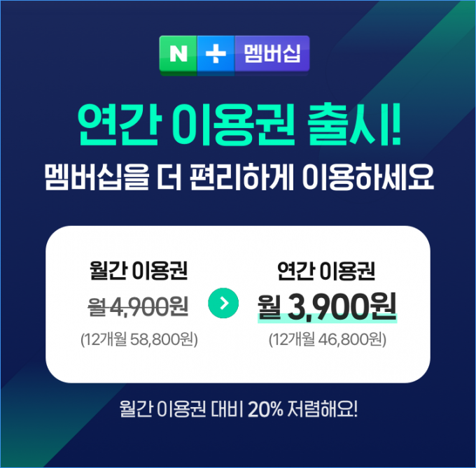 네이버가 네이버플러스 애용 고객을 위한 연간 멤버십을 선보인다. /사진=네이버