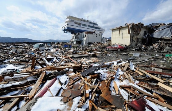 2011년 3월 동일본을 강타한 쓰나미로 인해 생겨난 잔해들. ©AFP=News1 자료 사진