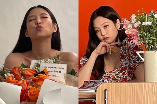 걸그룹 블랙핑크 제니가 꽃다발을 안고 환한 미소를 짓는 모습이 눈길을 끌고 있다. /사진=제니 인스타그램