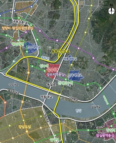  서울시는 2021년 3월10일 제4차 도시·건축공동위원회를 개최하여 성수IT 산업·유통개발진흥지구 지구단위계획구역 지정 및 계획 결정(안)이 “수정가결” 되었다고 밝혔다. 사진은 성수IT 산업·유통개발진흥지구 지구단위계획구역 위치도./사진제공=서울시