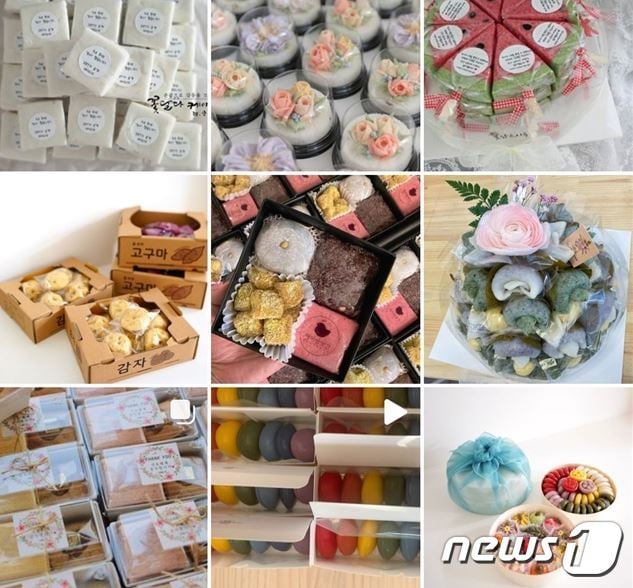 소셜미디어에 올라온 시보 떡 상품과 후기 사진들(인스타그램 갈무리).© 뉴스1