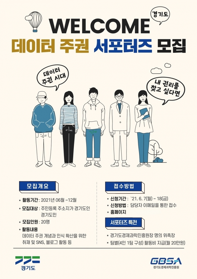 데이터 주권 서포터즈 모집 포스터. / 사진제공=경기도
