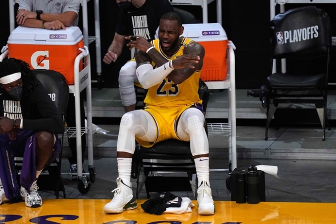 2021 NBA 플레이오프 서부 콘퍼런스 1라운드 경기에 출전한 르브론 제임스. /사진=로이터