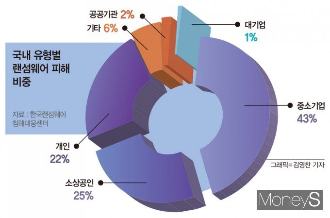 국내 유형별 랜섬웨어 피해 비중. /자료제공=한국랜섬웨어침해대응센터, 그래픽=김영찬 기자