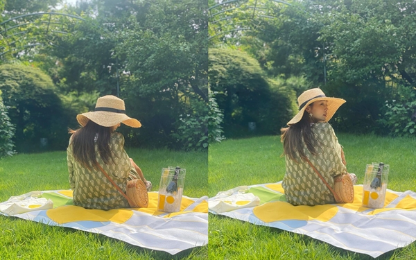 배우 이민정은 지난 10일 인스타그램에 "친구가 선물한 작은 돗자리와 샴페인 용기는 실내보단 야외에"라는 글과 함께 다수 사진을 공개했다. /사진=이민정 인스타그램