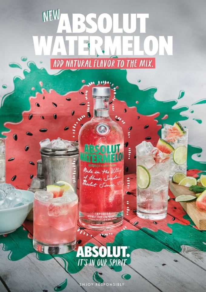 앱솔루트 보드카의 신제품 ‘앱솔루트 워터멜론(ABSOULUT WATERMELON)’ (페르노리카 코리아 제공)