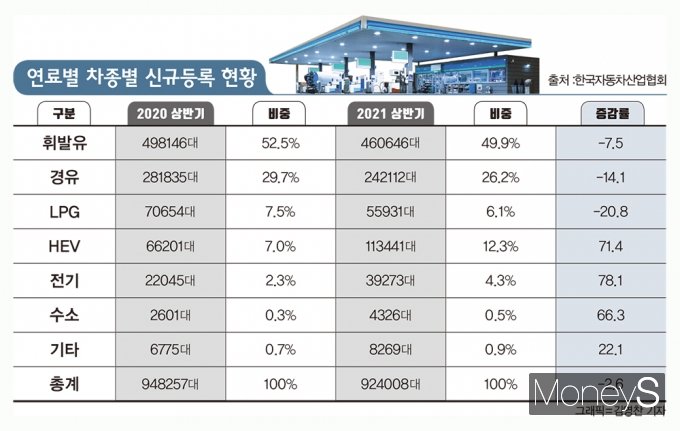 연료별 차종별 신규등록 현황 /그래픽=김영찬 기자