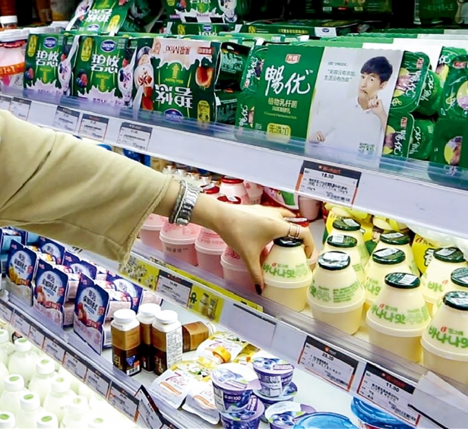중국 현지에서 판매되는 빙그레 바나나맛 우유/사진제공=빙그레