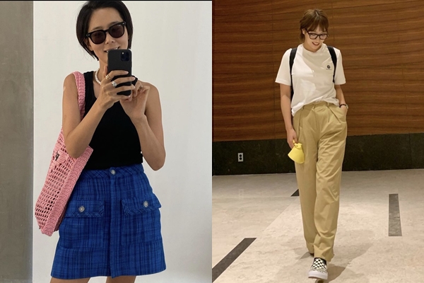 최근 여러 연예인들이 자신이 노브라로 다닌다는 사실을 밝혀 화제가 됐다. 사진은 방송인 김나영(왼쪽)과 임현주 MBC 아나운서의 모습. /사진=김나영, 임현주 인스타그램 캡처 