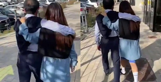 개그우먼 홍현희가 공개한 영상에는 홍현희가 홍현희 시아버지는 비슷한 콘셉트의 의상을 착용하고 어깨동무를 하고 있는 장면이 담겼다. /사진=홍현희 인스타그램 영상 갈무리