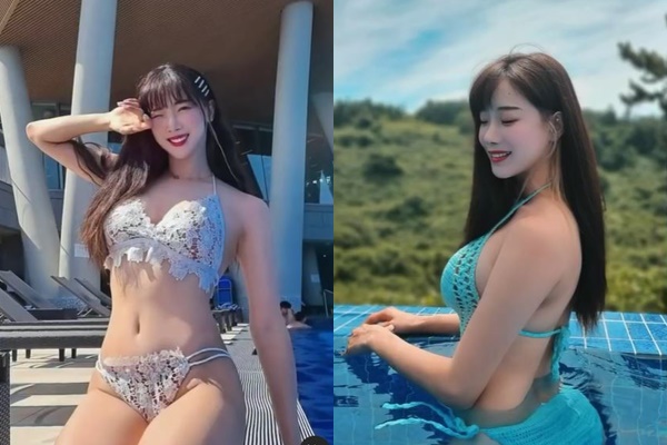 김한나 치어리더가 지난 28일 자신의 인스타그램을 통해 아찔한 모노키니 자태를 뽐냈다. /사진=김한나 치어리더 인스타그램