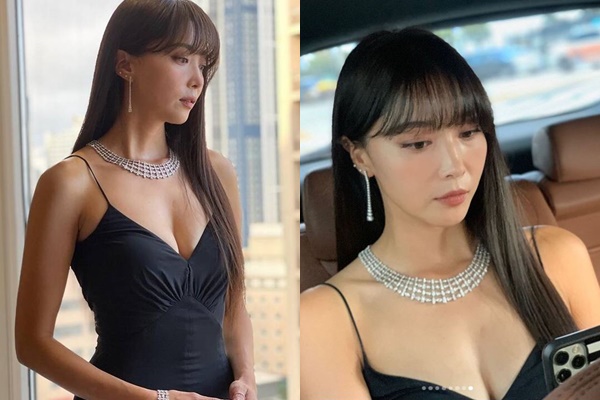 배우 오윤아가 지난 6일 자신의 인스타그램에 블랙 끈 드레스를 입고 건강미 넘치는 몸매를 드러냈다. /사진=오윤아 인스타그램