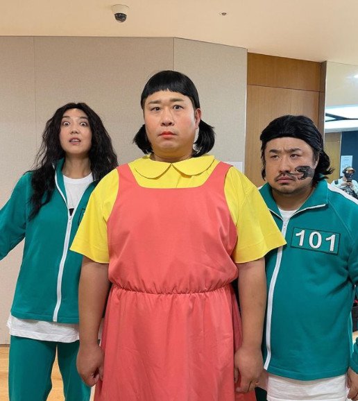 개그우먼 이은형이 개그맨 문세윤, 강재준과 tvN '코미디 빅리그'에서 '오징어 게임'을 패러디한다. /사진=이은형 인스타그램