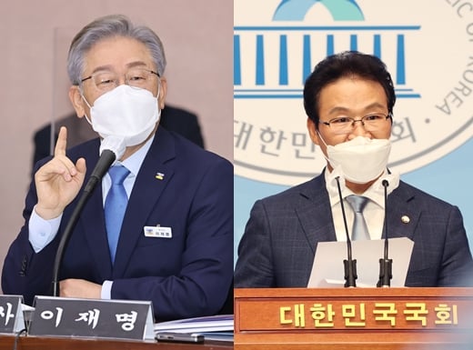 김용판 국민의힘 의원(대구 달서구병)이 이재명 경기도지사와 폭력조직 사이 유착 의혹을 제기하자 이 지사가 "명백한 허위사실"이라며 강하게 반박했다. 사진은 이재명 지사(왼쪽)와 김 의원. /사진=뉴스1