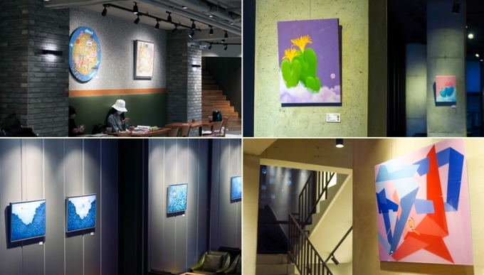 탐앤탐스가 제45기 갤러리탐(Gallery耽) 전시를 오픈, 수도권 8개 매장과 온라인에서 2022년 1월3일까지 진행한다.사진은 (좌상단부터 시계방향으로) 남보경 '나만의 퍼즐조각', 최은경 '어느 덧 안온한 휴식에 이른다', 금보성 '한글', 이현진 '숨겨진 세상'./사진제공=탐앤탐스