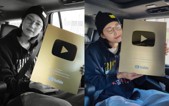 김연경이 공개한 사진에는 유튜브 골드버튼 선물을 인증한 모습이 담겼다. 골드버튼은 구독자 100만명 이상을 달성한 채널을 위한 상이다. /사진=인스타그램