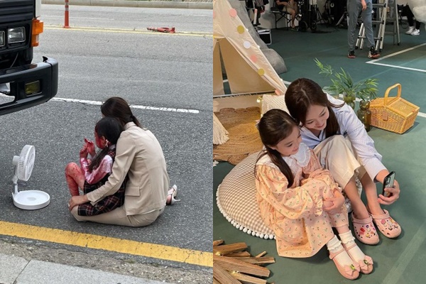 전소민의 훈훈한 촬영장 '민낯'이 공개됐다. /사진=아역배우 김윤슬 양 어머니 인스타그램