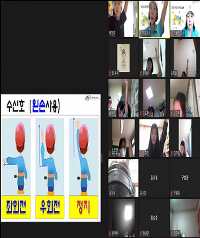 비대면 교육에서 자전거 수신호 교육도 진행됐다. /사진=대한자전거연맹