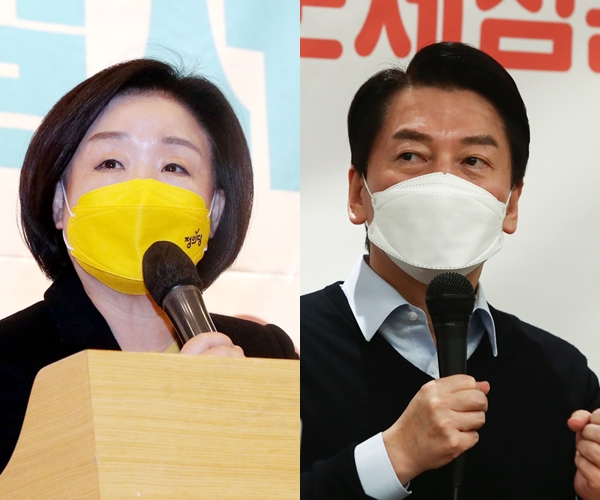 이준석 국민의힘 대표가 심상정 정의당 대선 후보(왼쪽)와 안철수 국민의당 대선 후보(오른쪽) 연대는 깨질 수 밖에 없을 것이라고 평가했다. /사진=뉴스1