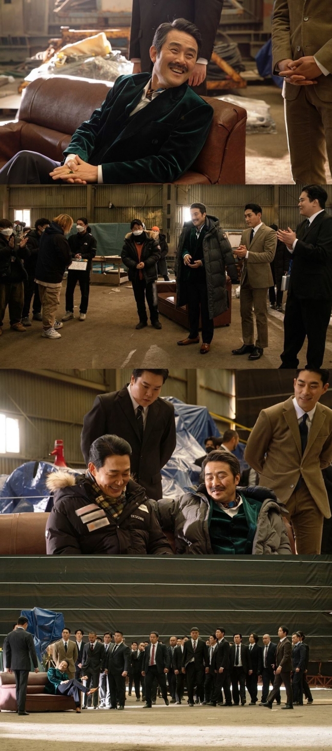 오토바이 교통사고를 당한 배우 최민수가 건강 회복 후 영화 ‘웅남이’ 촬영장에 복귀했다. /사진=웅남이문화산업전문회사 제공