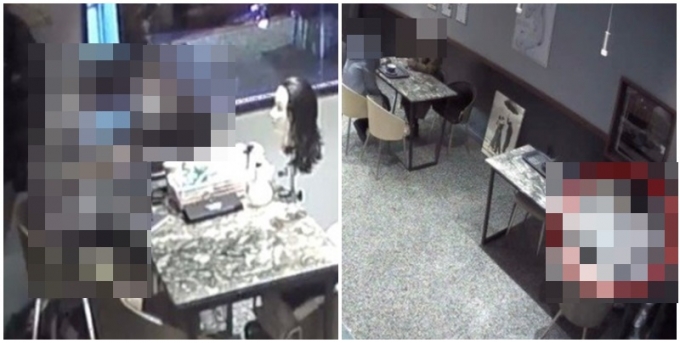 최근 부산 한 카페에서 남녀가 3시간동안 미용 실습을 해 카페 사장이 분노했다. 사진은 한 부산카페에서 3시간 동안 파마 연습을 한 남녀. /사진=자영업자 커뮤니티 캡처