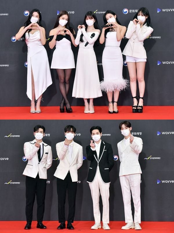 레드벨벳(위)과 뉴이스트(아래)가 '2021 KBS 가요대축제'에서 무대를 선보였다. /사진=KBS