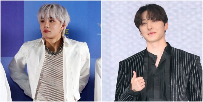 2021 MBC 가요대제전’에서 남자아이돌들이 협업 무대를 만들었다. 사진은 정우(왼쪽), 찬희. /사진=뉴스1