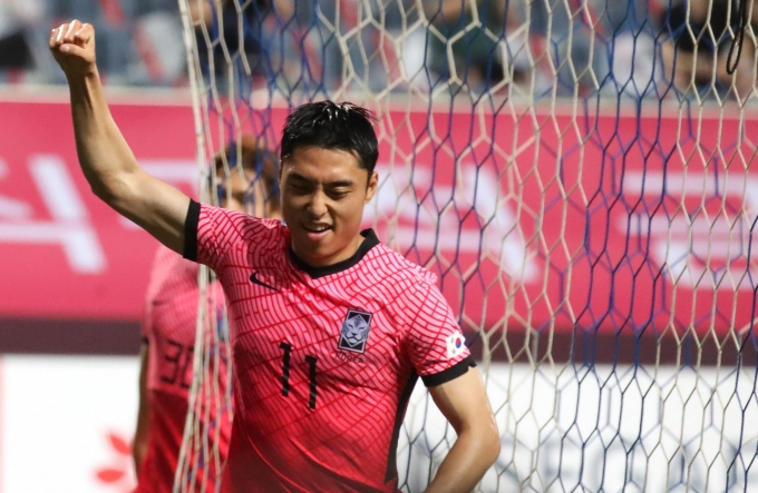 대한축구협회는 지난 27일(한국시각) 레바논전 직후 이동준(울산 현대)의 독일 출국 사실을 알렸다. 사진은 지난 2021년 6월 경기중인 이동준. /사진=뉴시스