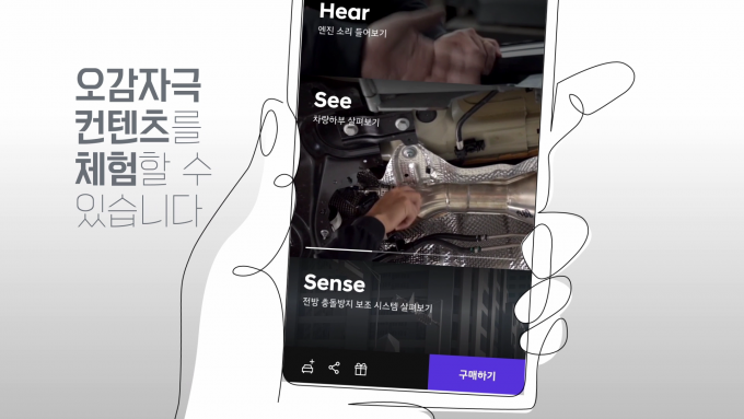 현대자동차가 소비자 최우선의 중고차사업 방향을 제시했다. 사진은 현대차 인증중고차 가상전시장 내 ‘오감정보 서비스’ 콘셉트 이미지. /사진=현대차