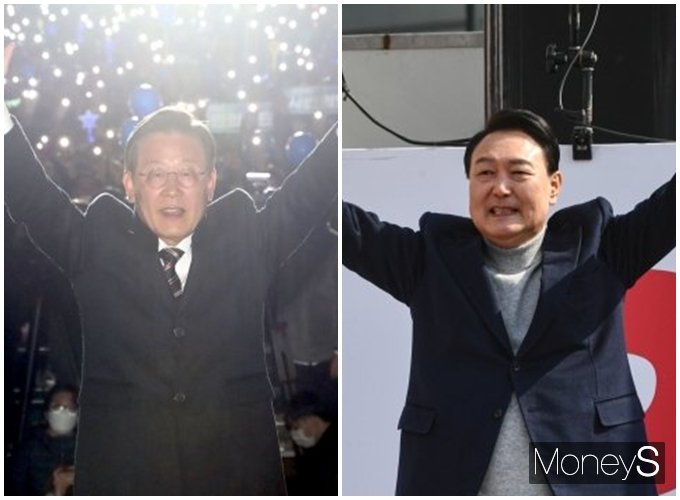 9일 치러진 제20대 대통령 선거에서 최소표차 당선자가 나올지 주목된다. 사진은 이재명 더불어민주당 대선 후보(왼쪽)와 윤석열 국민의힘 대선 후보. /사진=장동규 기자