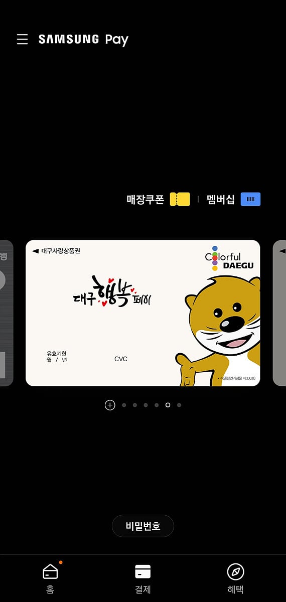 삼성페이 화면./사진=대구시 제공