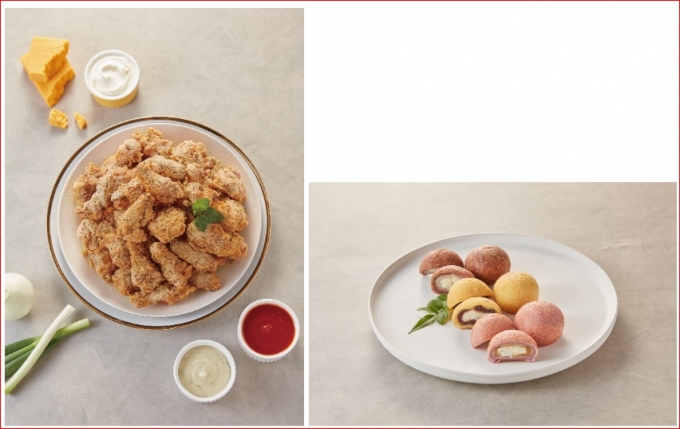 노랑통닭이 신메뉴 ‘뿌리노랑 치킨’과 ‘3종 치즈볼’을 출시했다.(노랑푸드 제공)