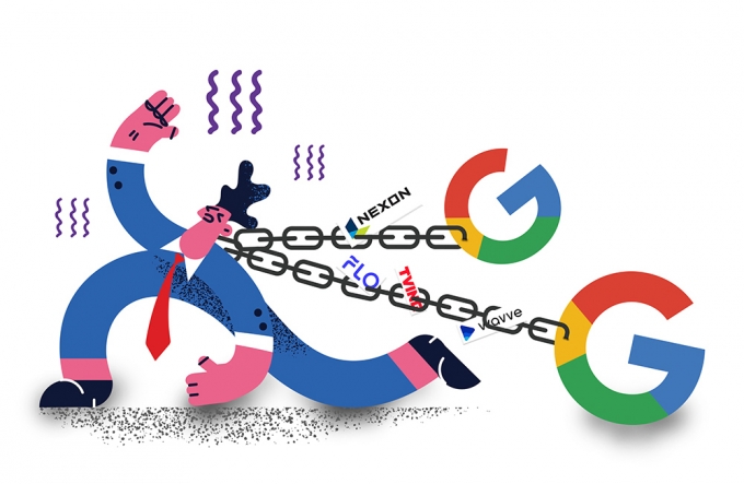 구글의 결제 정책 변경이 국내 콘텐츠 업계에 파장을 일으킨다./그래픽=김은옥 기자