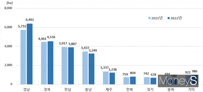 시도별 마늘 재배면적/사진=통계청 제공.