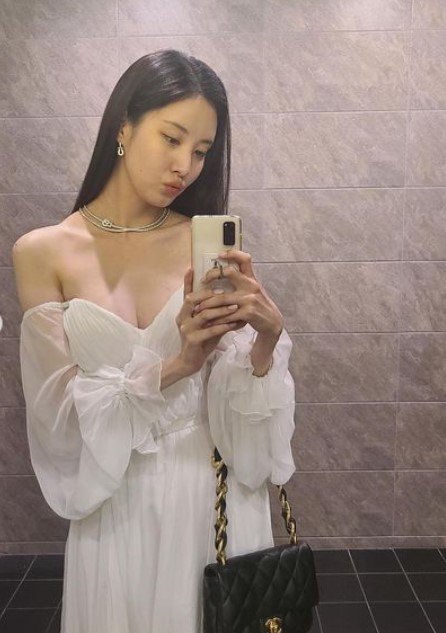 서현이 롱 드레스를 입고 찍은 사진을 공개했다./사진=서현 인스타그램