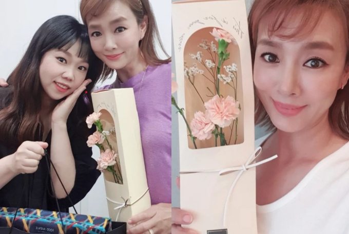 방송인 김원희가 홍현희에게 받은 선물을 인증했다. 사진은 17일 방송인 김원희가 게시한 인증사진. /사진=김원희 인스타그램