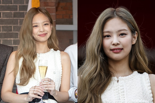 블랙핑크 제니가 지난 26일 오후 서울 중구 주한영국대사관저에서 열린 엘리자베스 2세 여왕 생신 축하연에 참석했다. /사진=뉴시스