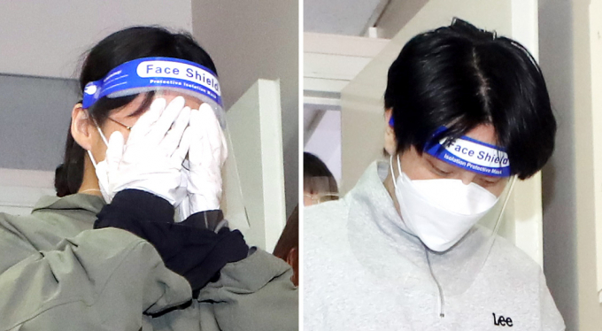 '계곡살인' 사건 피의자 이은해씨(31)와 조현수씨(30)의 첫 재판이 열린다. 사진은 '계곡살인' 사건 피의자 이씨(왼쪽)·조씨가 지난 4월19일 오후 구속 전 피의자 심문(영장실질심사)을 받기 위해 인천 미추홀구 인천지방법원으로 들어서는 모습. /사진=뉴스1