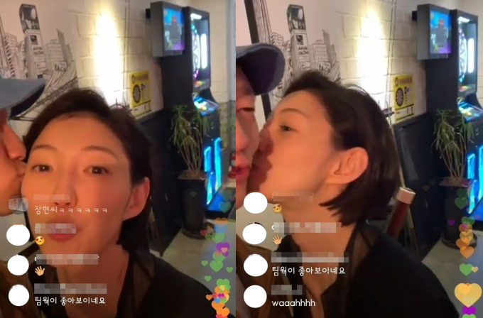 손석구와 이엘이 친밀한 스킨십을 나누는 모습이다. /사진=온라인 커뮤니티 갈무리