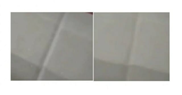 사진은 갤럭시Z폴드3(왼쪽)와 갤럭시Z폴드4(오른쪽)의 화면 주름을 비교한 사진. /사진:=아이스유니버스 트위터