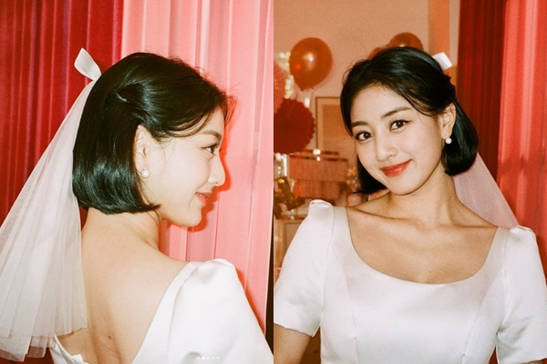 그룹 트와이스 멤버 지효가 웨딩드레스를 입은 모습을 공개했다. /사진=지효 인스타그램