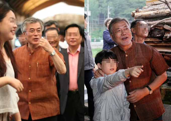 문재인 전 대통령의 딸 문다혜씨가 문 전 대통령이 10년 전과 동일한 것으로 추정되는 옷을 입은 사진을 공개했다. /사진=문다혜씨 트위터 갈무리