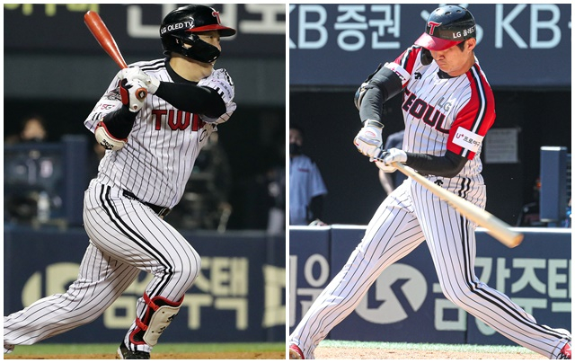 LG가 올시즌 많은 홈런을 터뜨리고 있다. 사진은 김현수(왼쪽), 오지환이 타격하는 모습. /사진=뉴스1